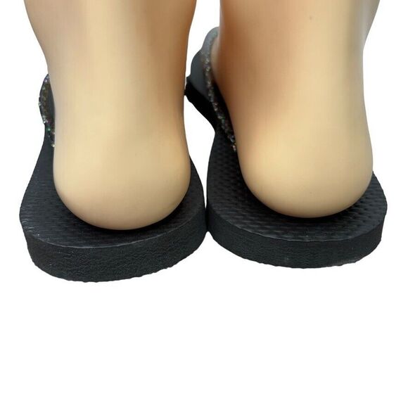 Old Navy Black Black Glitter Slip On Flip Flop Sandal Womens Size 7 M - Picture 7 of 10